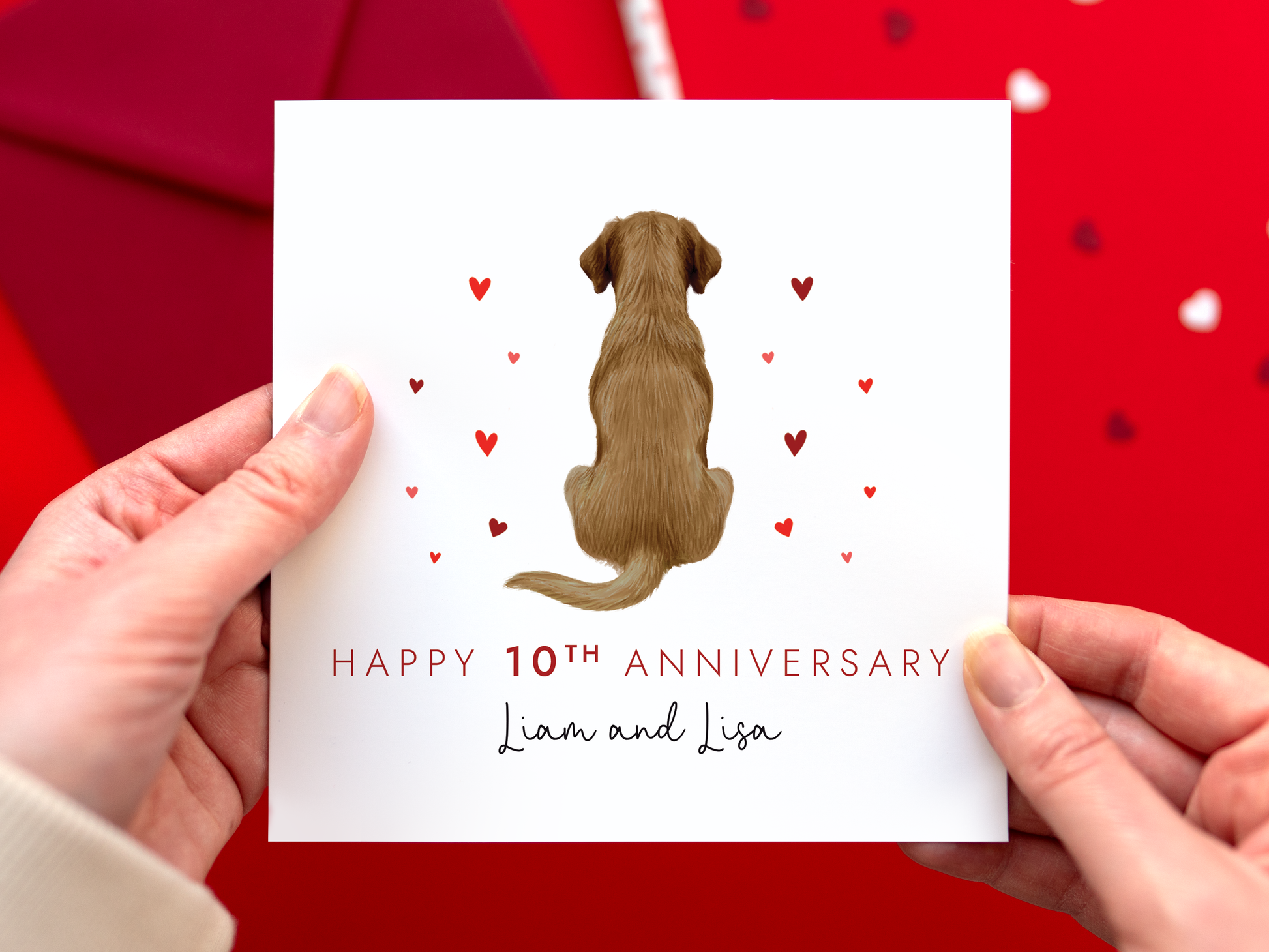 Personalised Chocolate Brown Labrador Anniversary Card