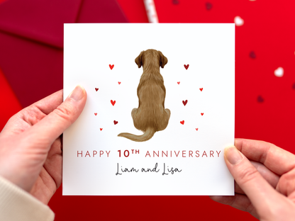 Personalised Chocolate Brown Labrador Anniversary Card