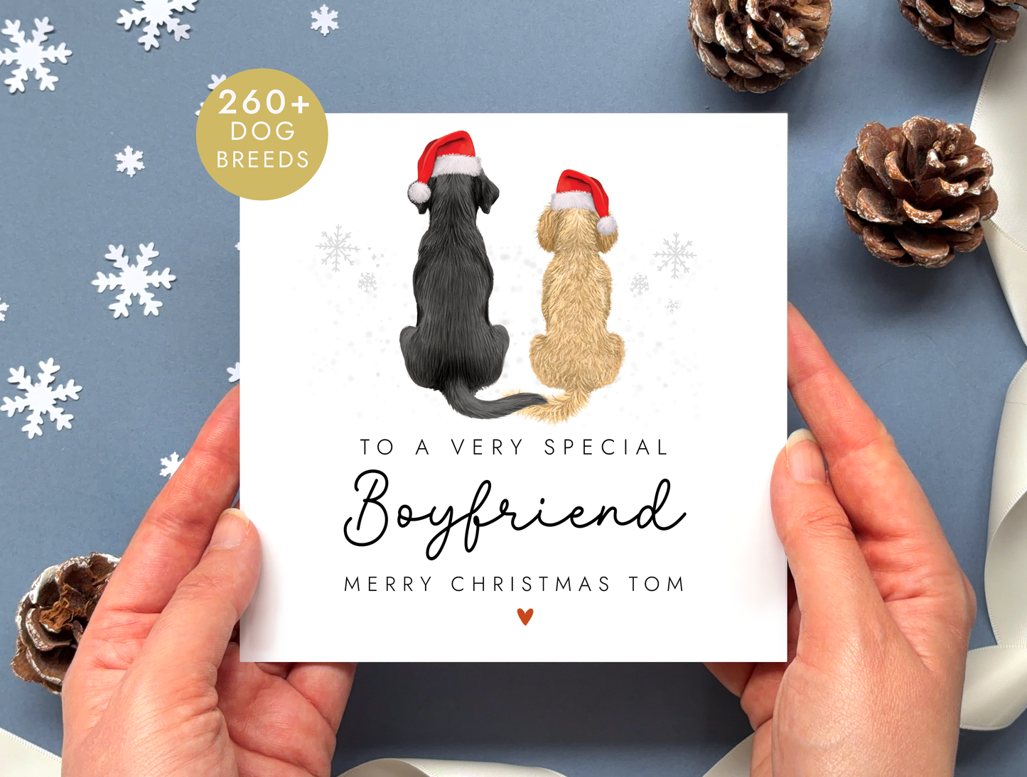 Personalised Dog Christmas Card for Boyfriend