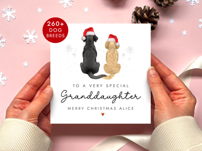 Personalised Dog Christmas Card for Granddaughter
