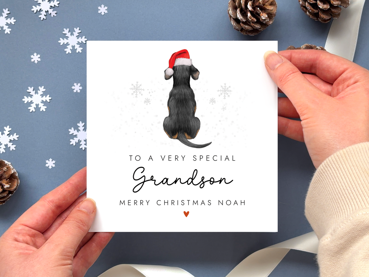 Personalised Dog Christmas Card for Grandson