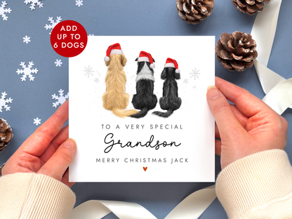 Personalised Dog Christmas Card for Grandson