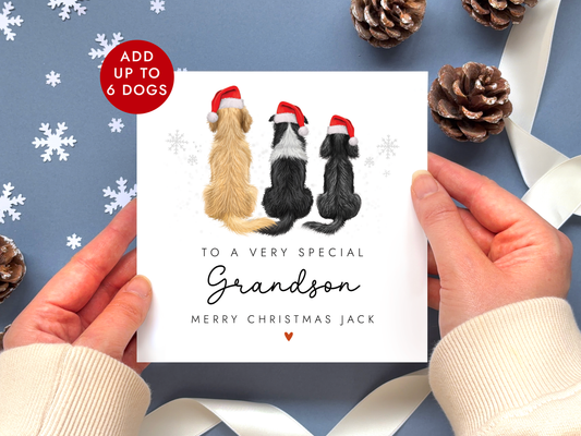 Personalised Dog Christmas Card for Grandson