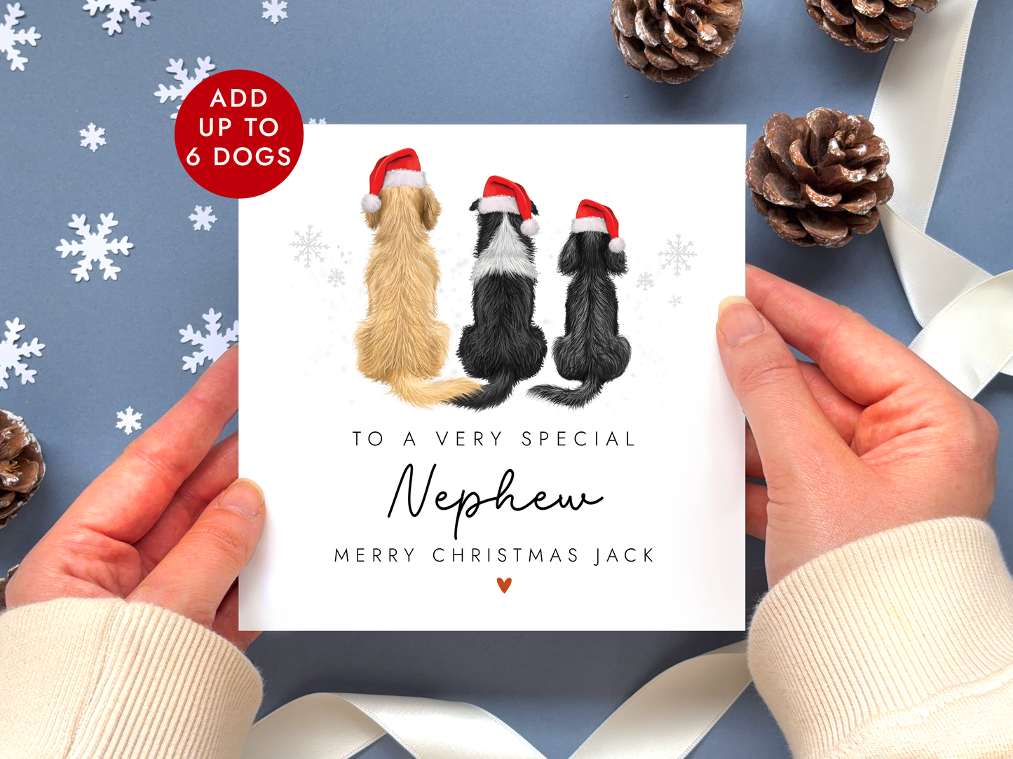 Personalised Dog Christmas Card for Nephew