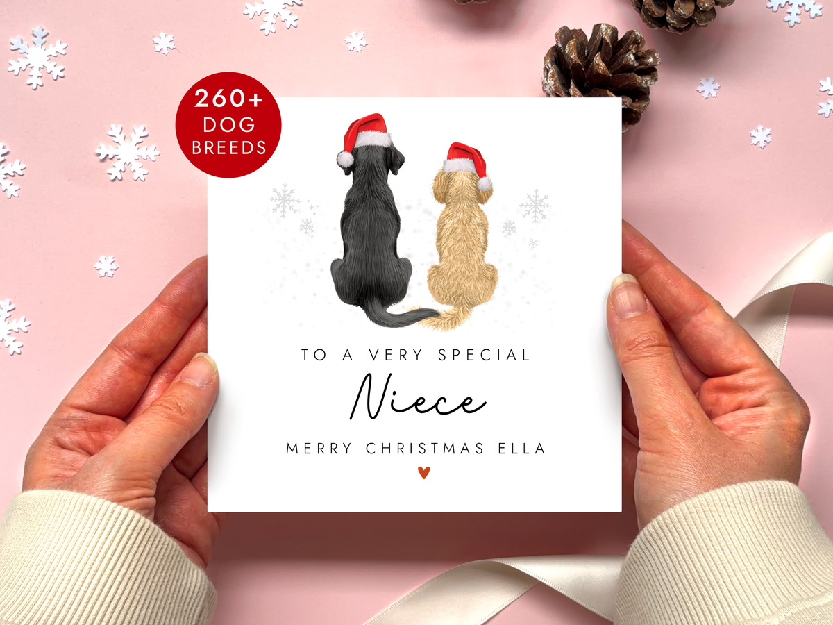 Personalised Dog Christmas Card for Niece