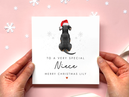 Personalised Dog Christmas Card for Niece