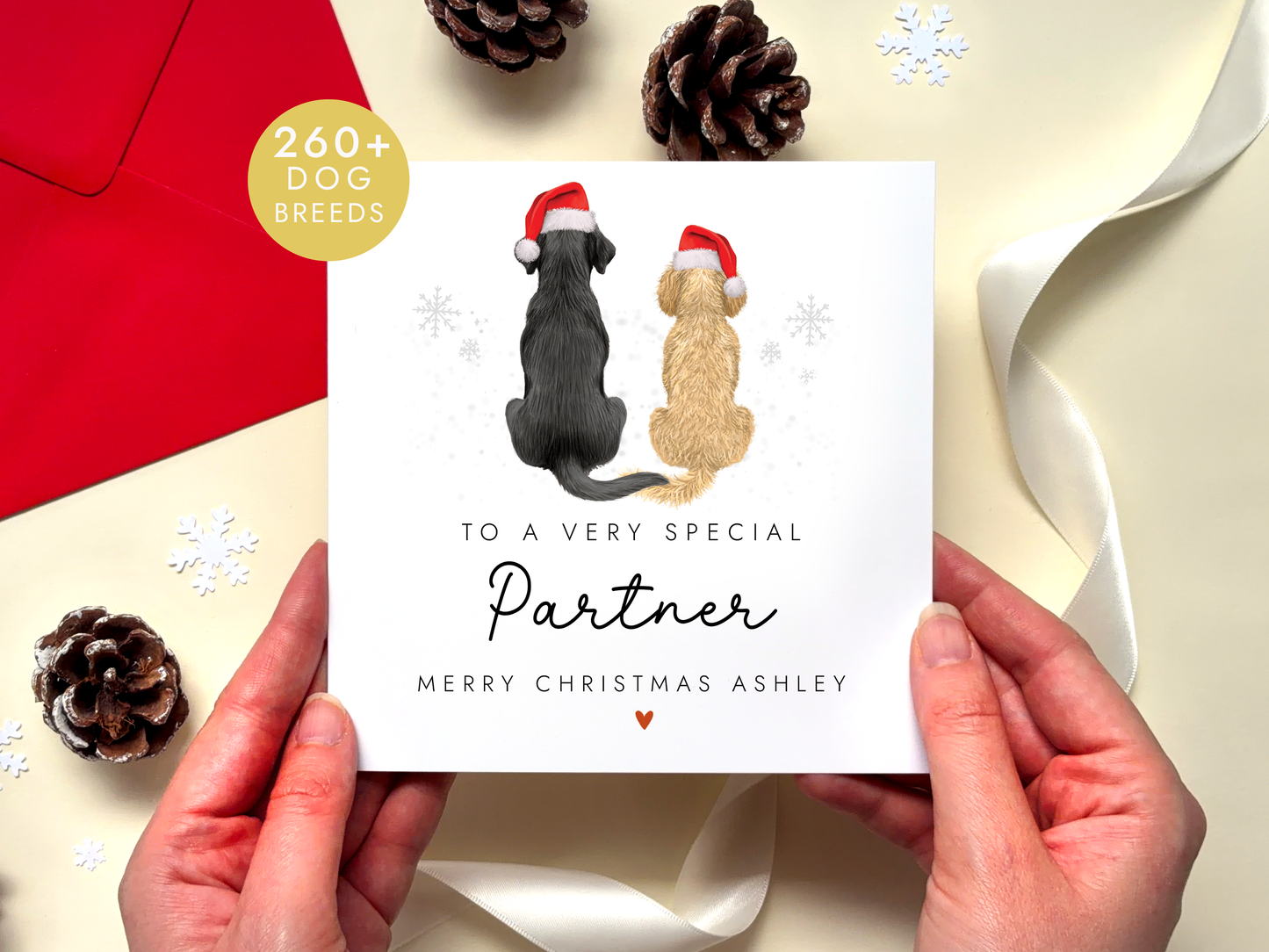 Personalised Dog Christmas Card for Partner