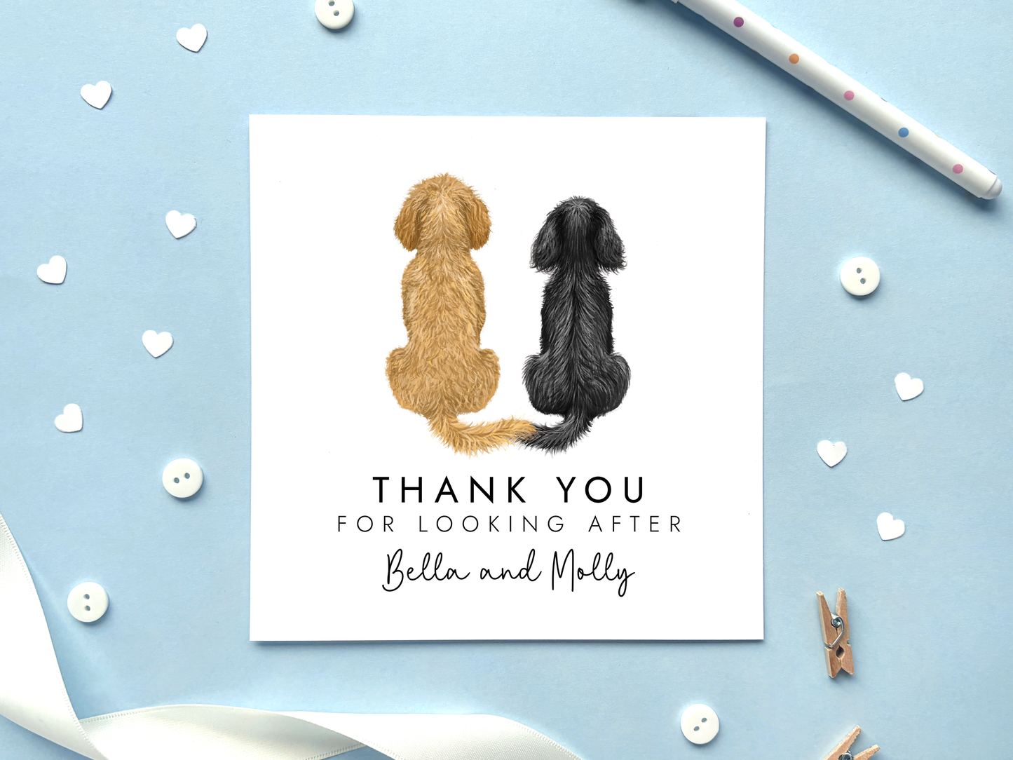 Personalised Thank You for looking after Dogs Card