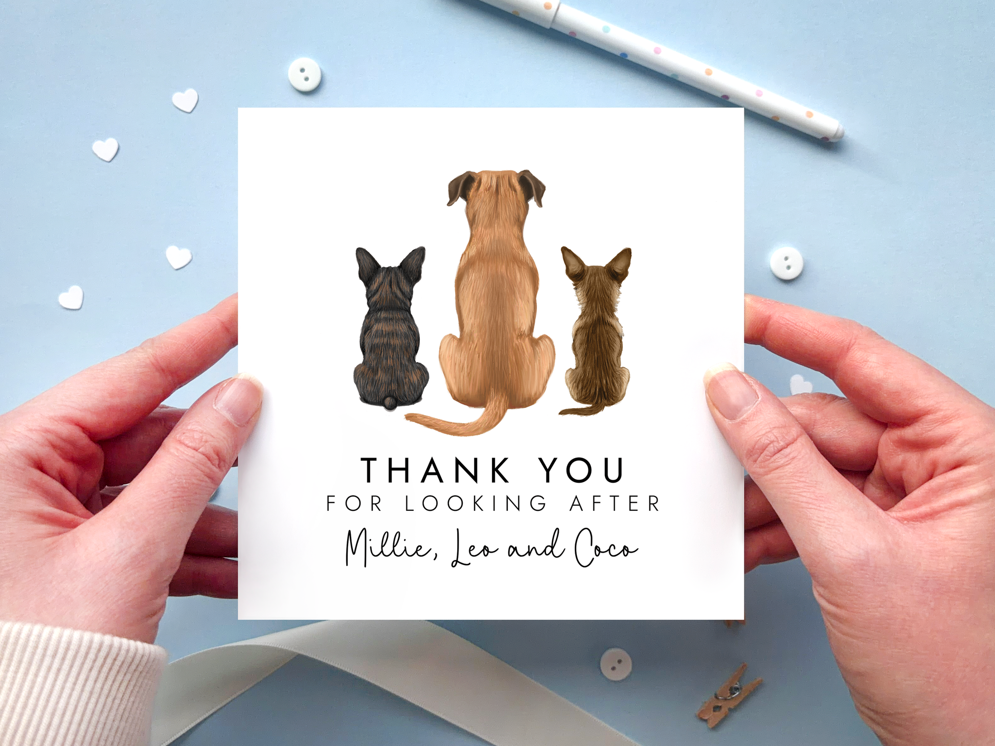 Personalised Thank You for looking after Dogs Card
