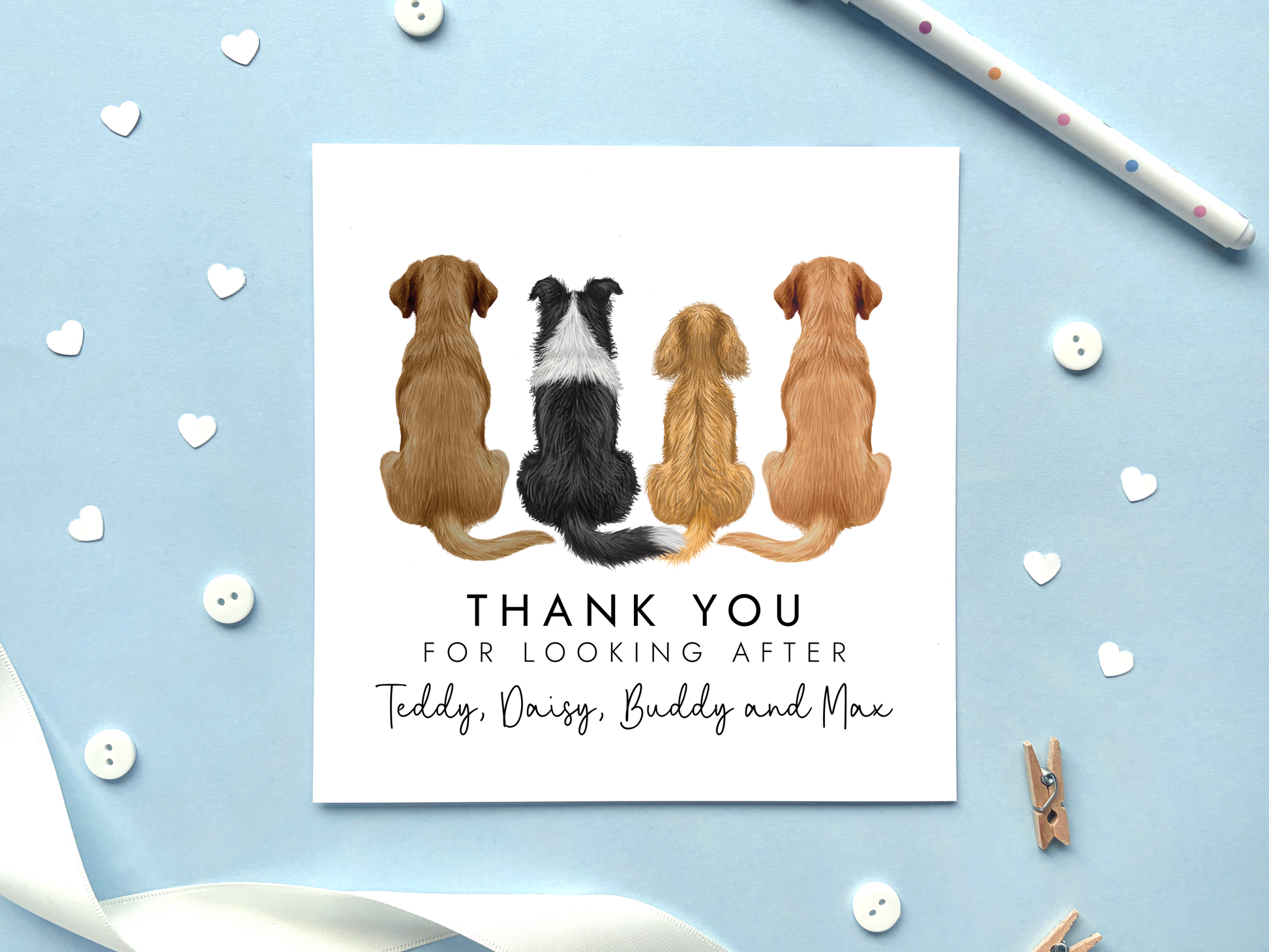 Personalised Thank You for looking after Dogs Card