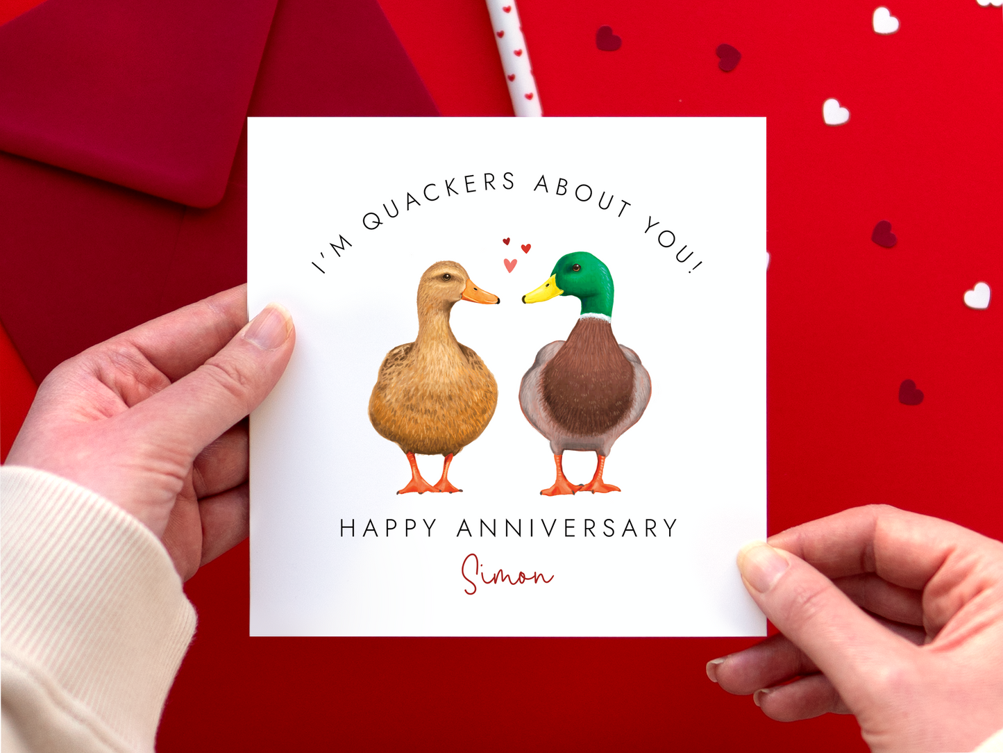 Personalised Duck Anniversary Card for Partner