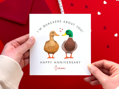 Personalised Duck Anniversary Card for Partner