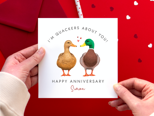 Personalised Duck Anniversary Card for Partner