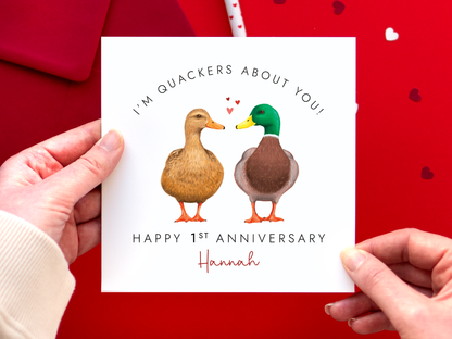 Personalised Duck Anniversary Card for Partner