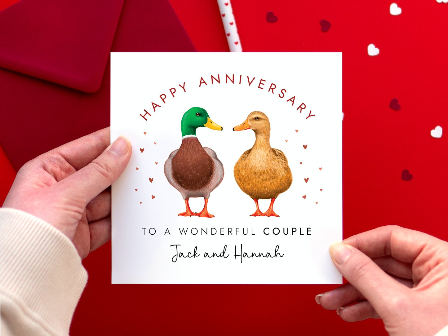 Personalised Duck Anniversary Card for Couple