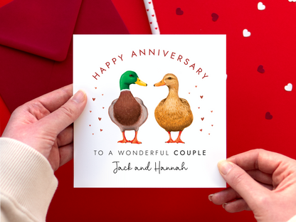 Personalised Duck Anniversary Card for Couple