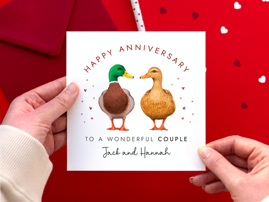 Personalised Duck Anniversary Card for Couple