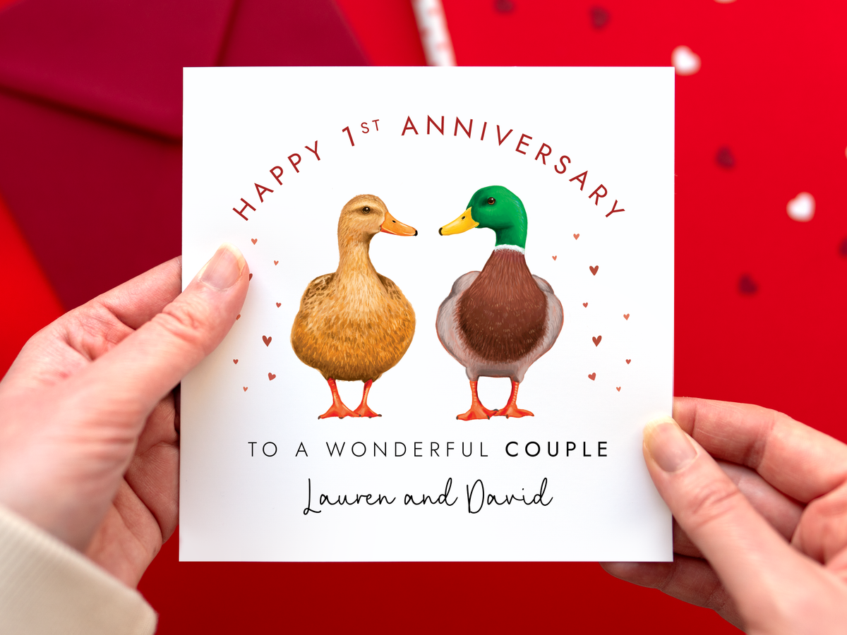 Personalised Duck Anniversary Card for Couple