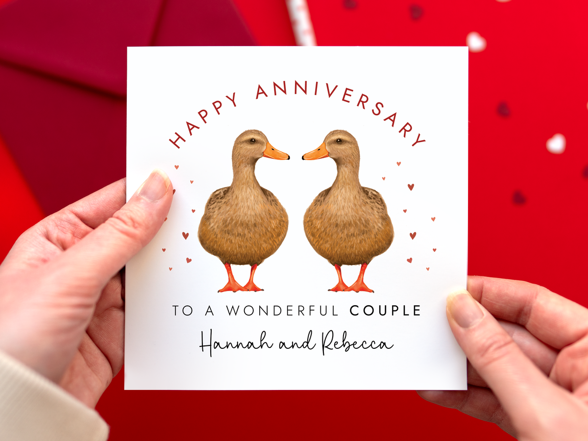 Personalised Duck Anniversary Card for Couple