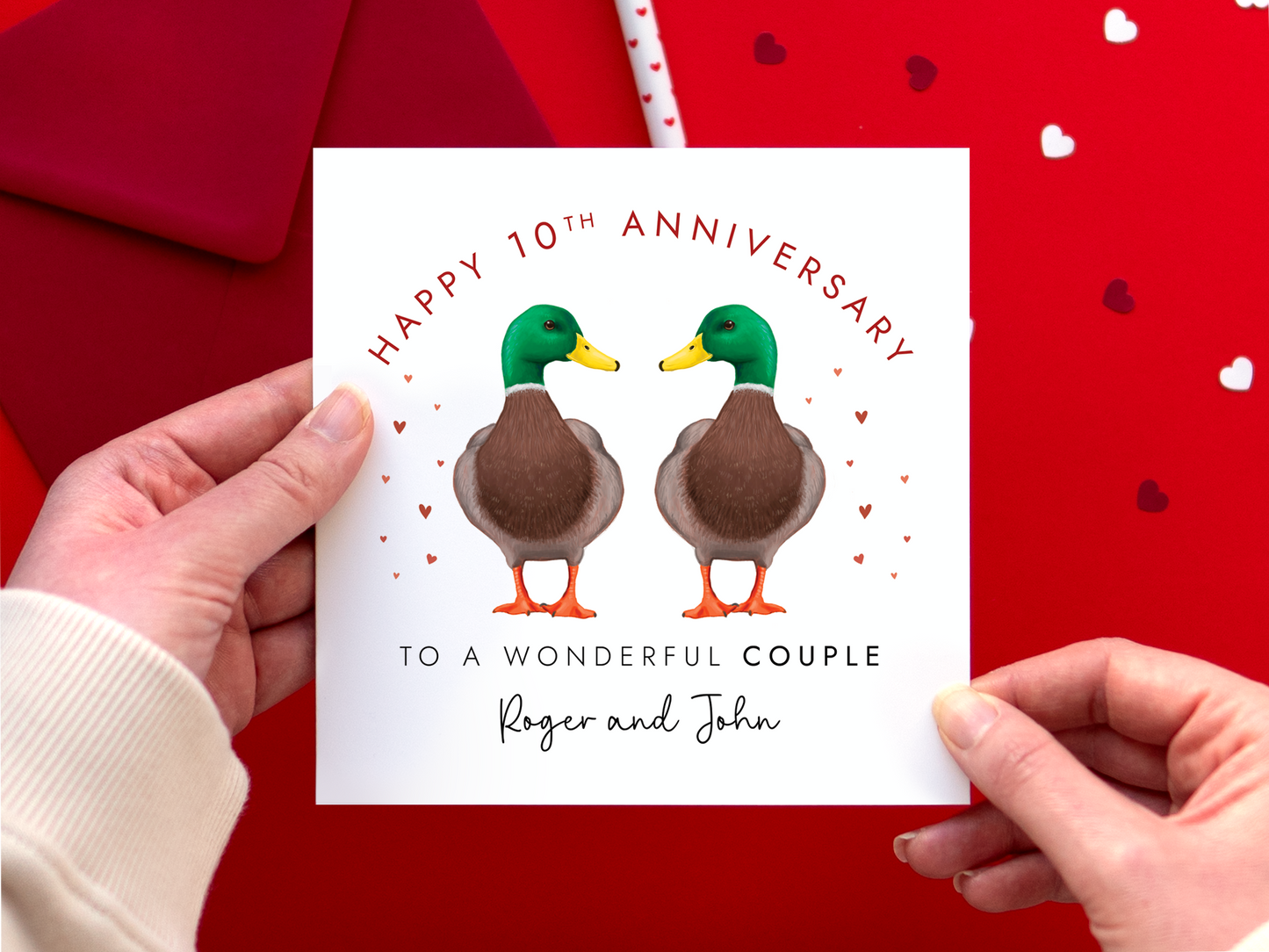 Personalised Duck Anniversary Card for Couple