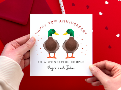 Personalised Duck Anniversary Card for Couple