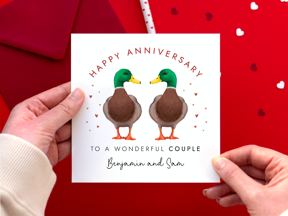 Personalised Duck Anniversary Card for Couple