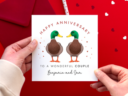 Personalised Duck Anniversary Card for Couple