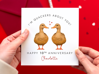 Personalised Duck Anniversary Card for Partner