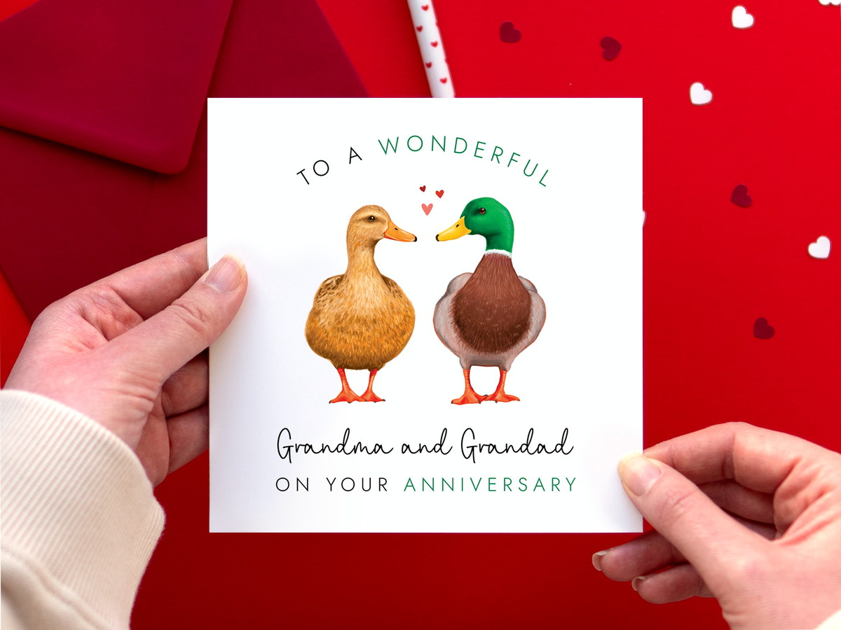 Personalised Duck Anniversary Card for Grandparents