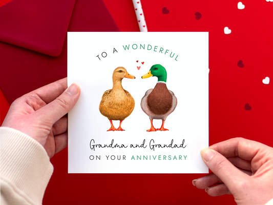 Personalised Duck Anniversary Card for Grandparents