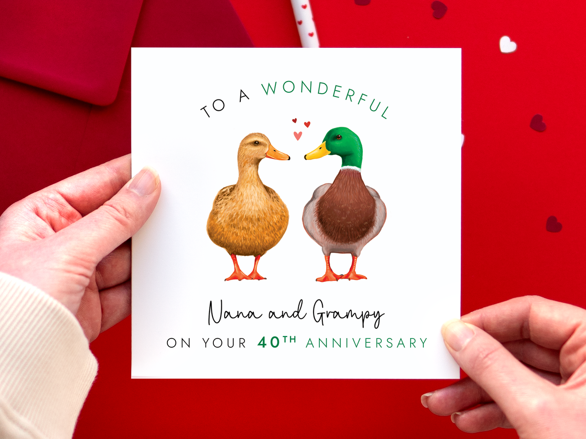 Personalised Duck Anniversary Card for Grandparents