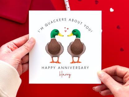 Personalised Duck Anniversary Card for Partner