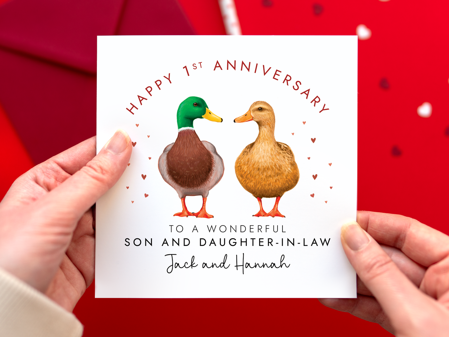 Personalised Duck Anniversary Card for Son & Daughter-in-Law