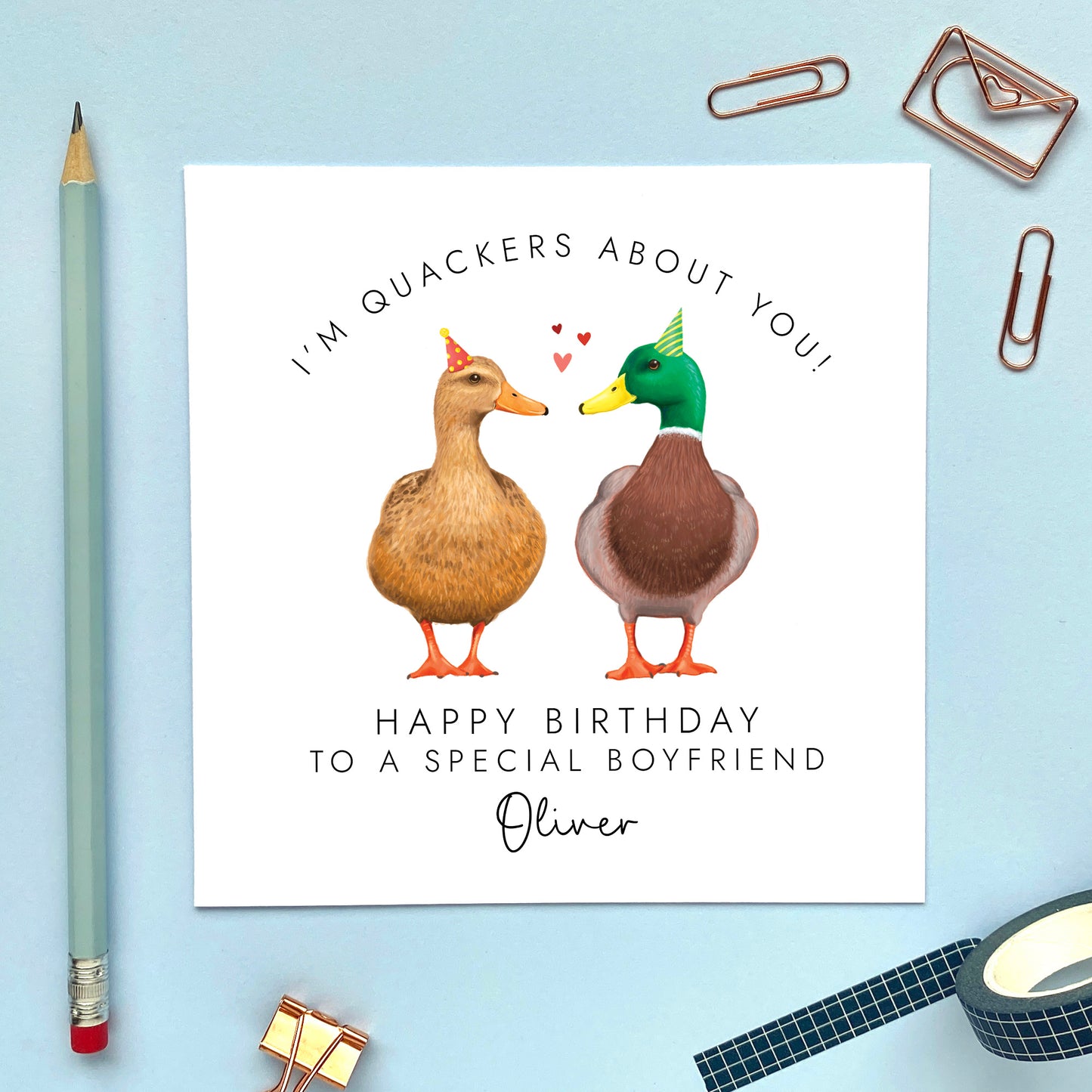 Personalised Duck Couple Birthday Card