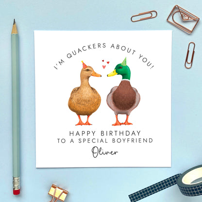 Personalised Duck Couple Birthday Card