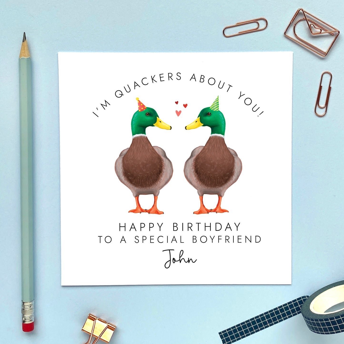 Personalised Duck Couple Birthday Card