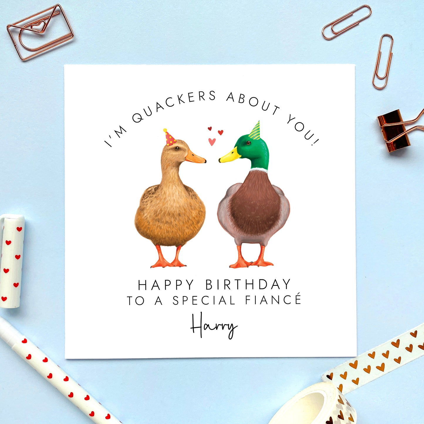 Personalised Duck Couple Birthday Card