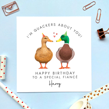 Personalised Duck Couple Birthday Card