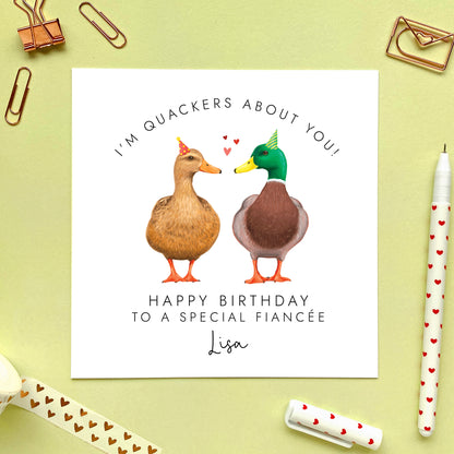 Personalised Duck Couple Birthday Card