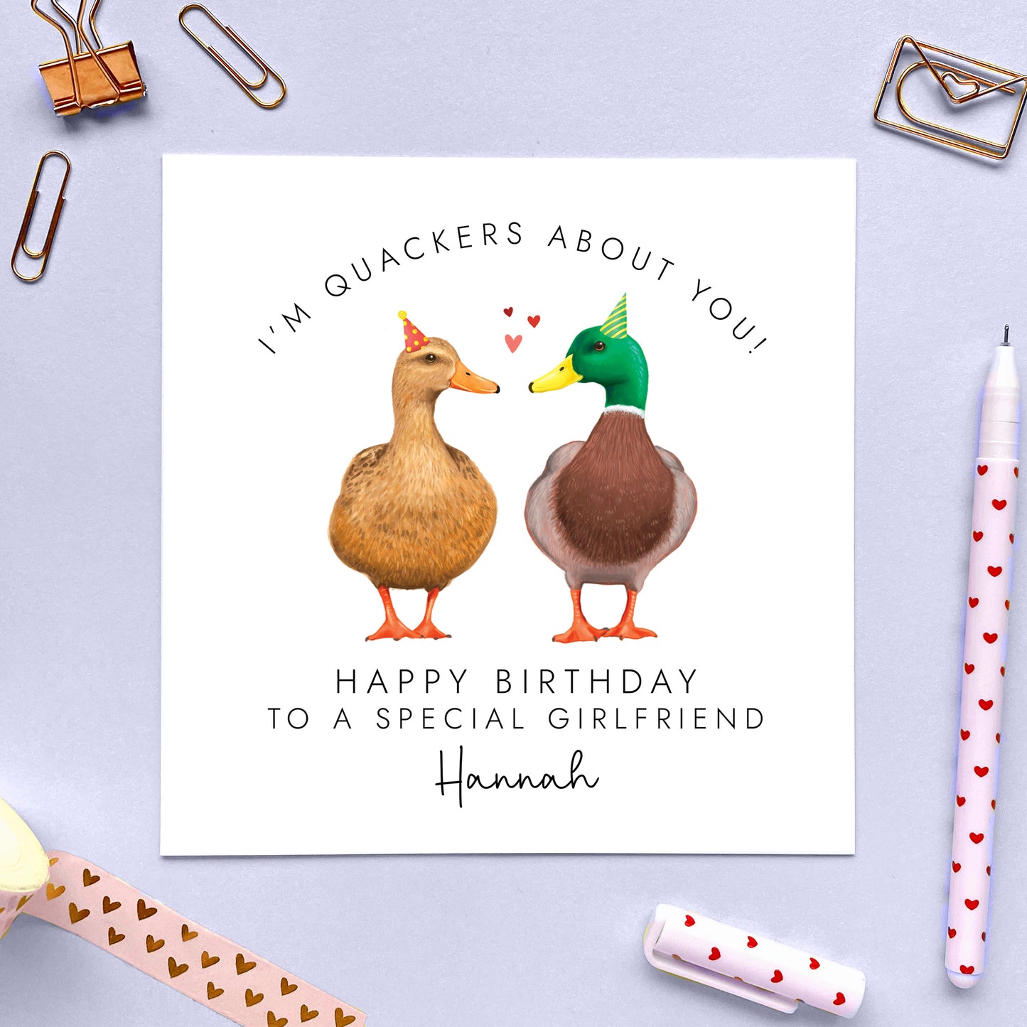 Personalised Duck Couple Birthday Card