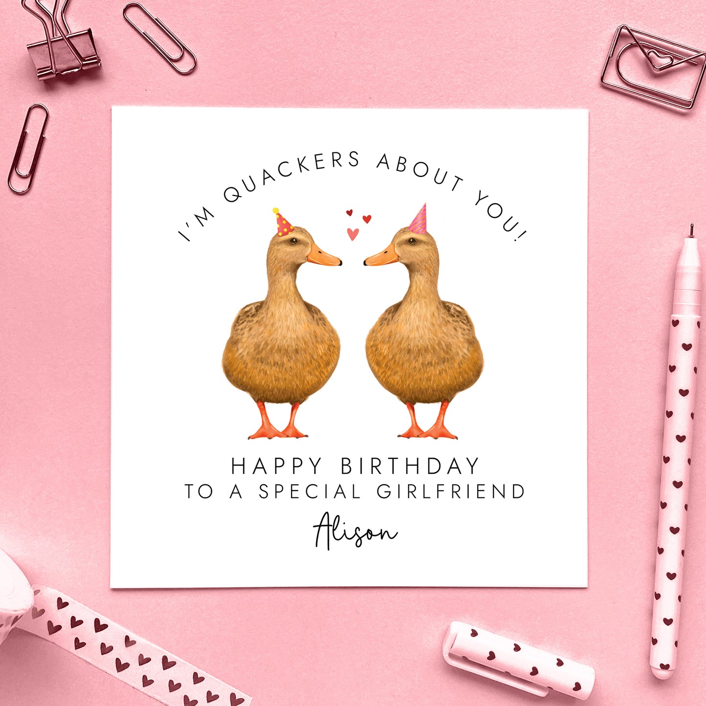 Personalised Duck Couple Birthday Card