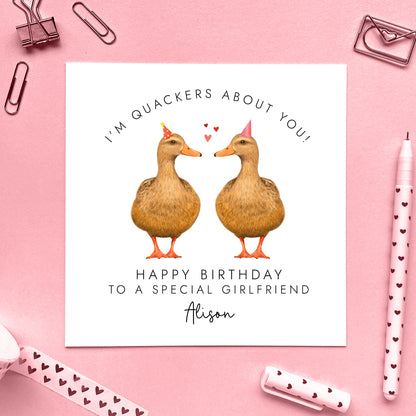 Personalised Duck Couple Birthday Card