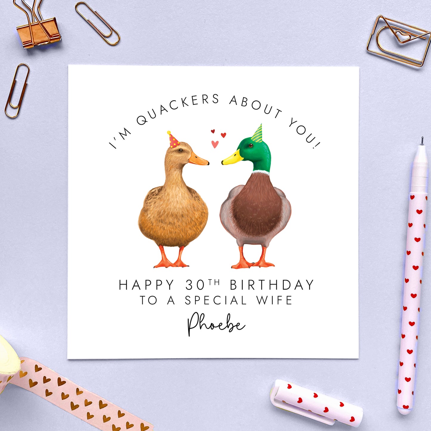 Personalised Duck Couple Birthday Card