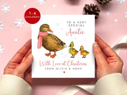Personalised Ducks Christmas Card for Auntie