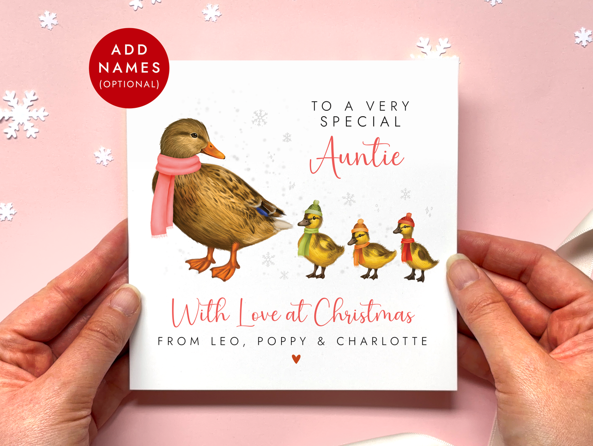 Personalised Ducks Christmas Card for Auntie