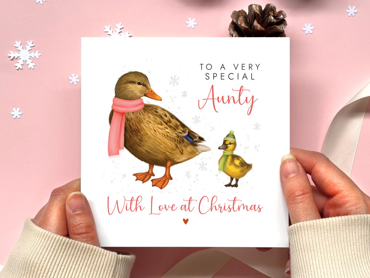 Personalised Ducks Christmas Card for Auntie