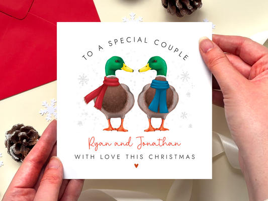 Personalised Ducks Christmas Card for Two Men