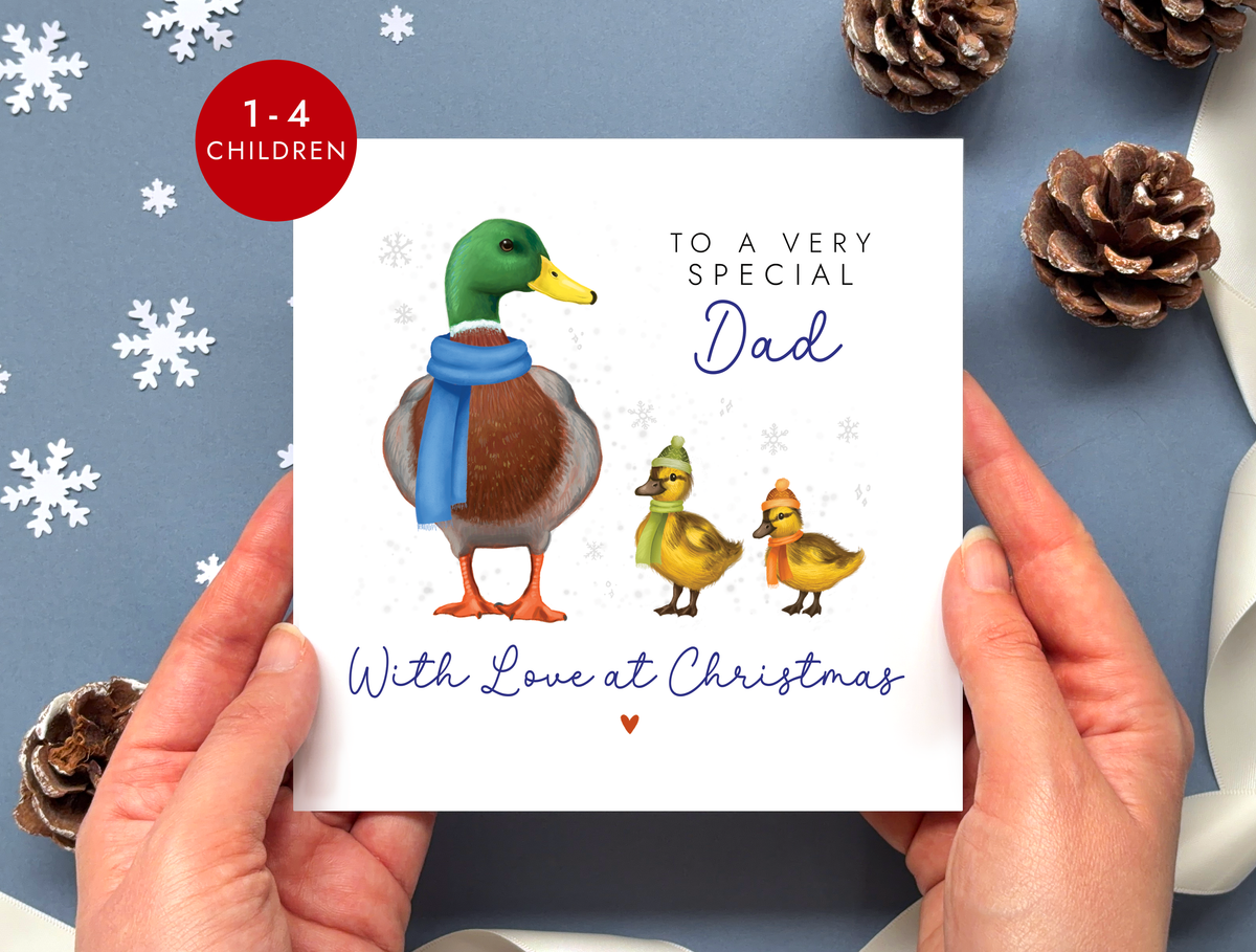 Personalised Ducks Christmas Card for Dad