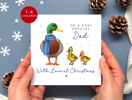 Personalised Ducks Christmas Card for Dad