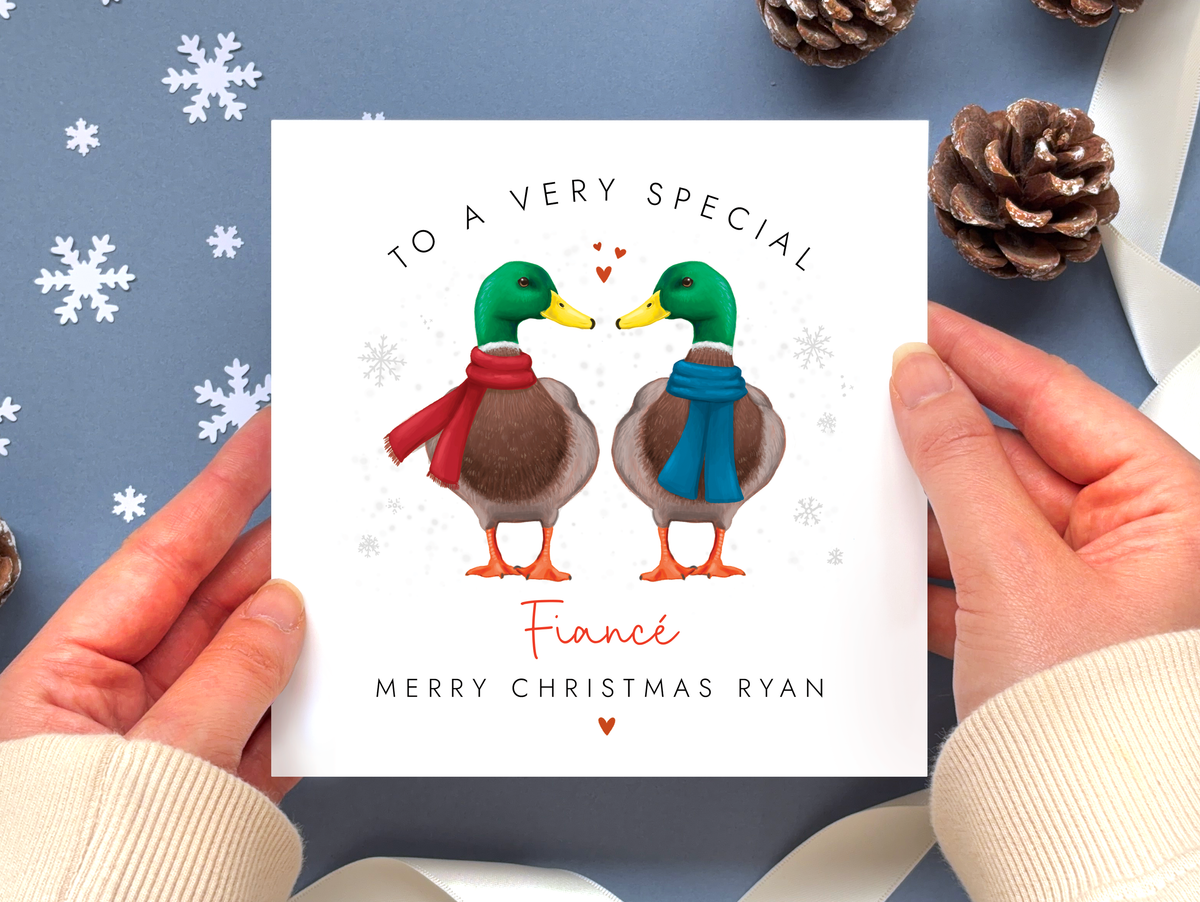 Personalised Duck Christmas Card for Husband to Be